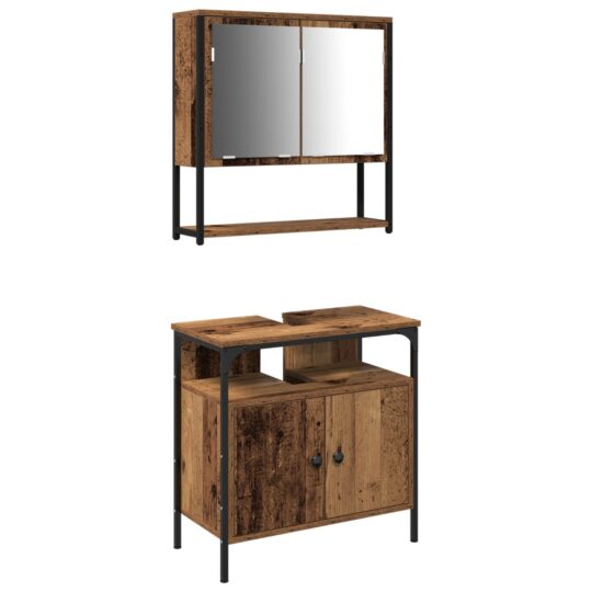 Alternative view of Set de mobilier pentru baie cu ușă 2 pcs Maro 60 x 30 x 60 cm