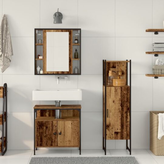 3332563 4 Set de mobilier pentru baie cu raft 3 pcs Maro 60 x 30 x 60 cm 3332563 4