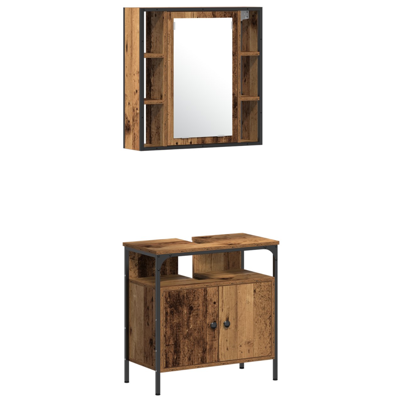 3332593 6 Set de mobilier pentru baie 4 pcs Lemn vechi 33 x 33 x 185.5 cm Set de mobilier pentru baie 4 pcs Lemn vechi 33 x 33 x 185.5 cm - imagine 6