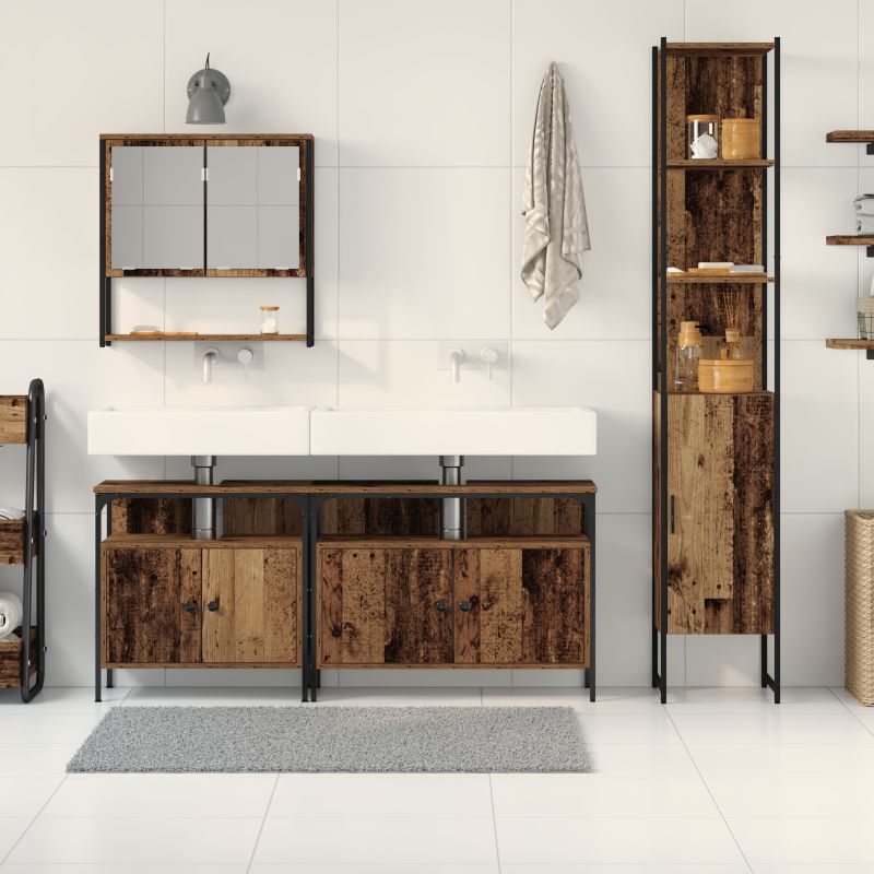 3332601 4 Set de mobilier pentru baie 4 pcs Lemn vechi 33 x 33 x 185.5 cm Set de mobilier pentru baie 4 pcs Lemn vechi 33 x 33 x 185.5 cm - imagine 4