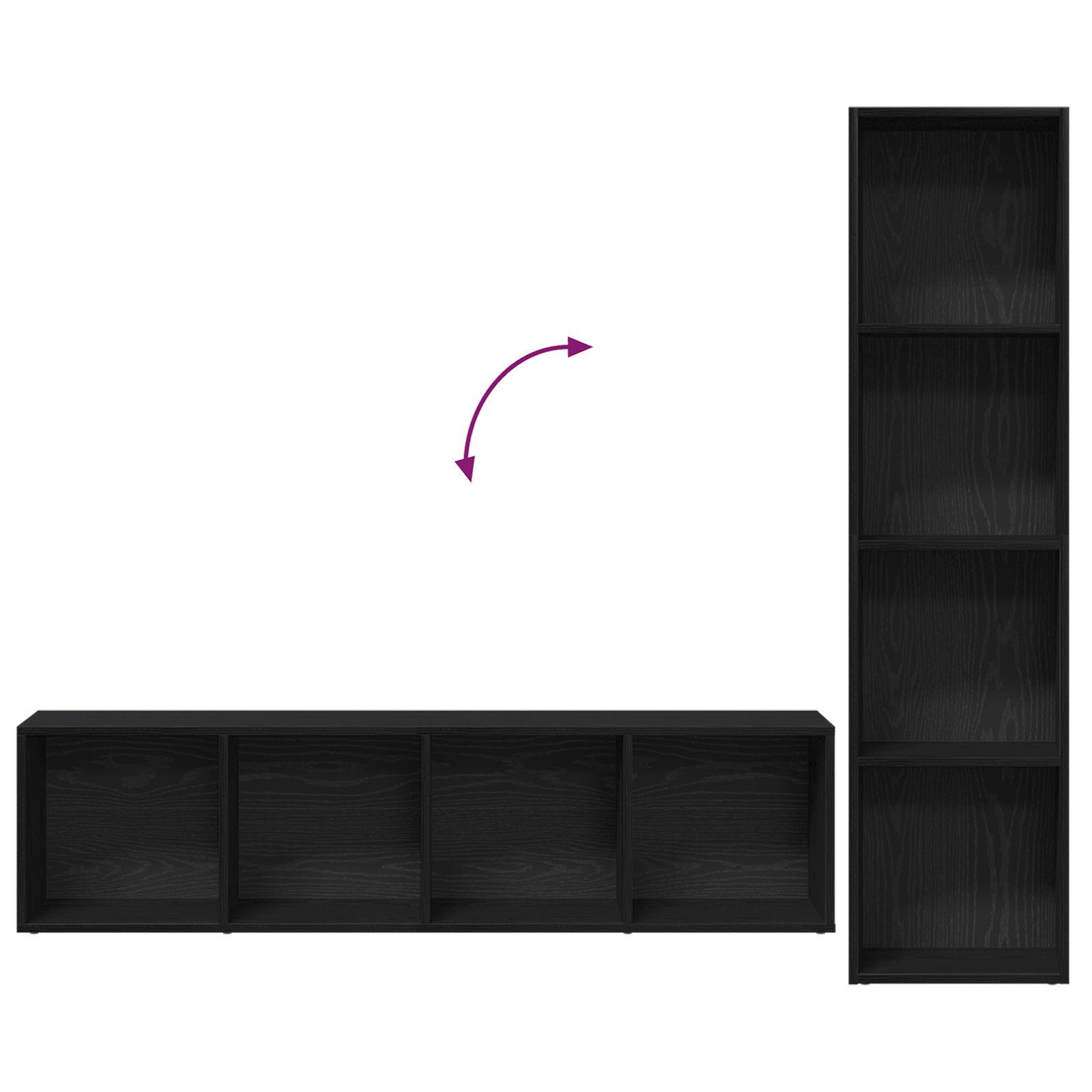 Dulap pentru cărți 3 pcs Stejar Negru 36 x 30 x 143 cm - imagine 10