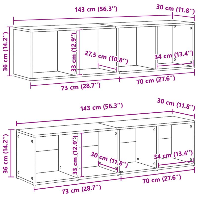Dulap pentru cărți 3 pcs Stejar Negru 36 x 30 x 143 cm - imagine 13