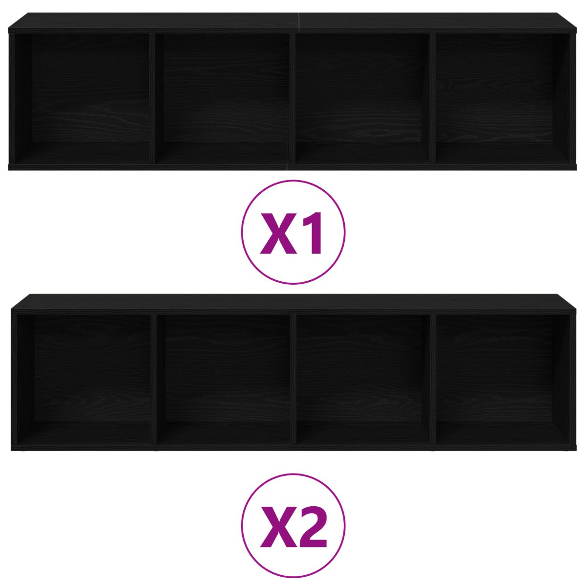 Dulap pentru cărți 3 pcs Stejar Negru 36 x 30 x 143 cm - imagine 5