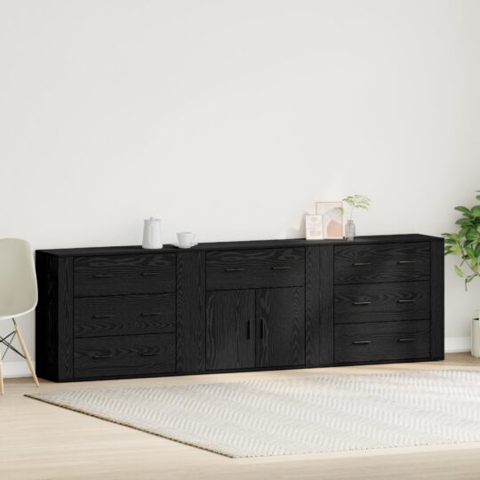 Sideboard cu sertar Stejar Negru 240 x 33 x 70 cm Lemn compozit