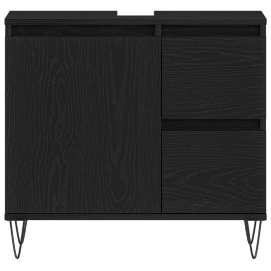 3333097 10 Set de Mobilier pentru Baie 3 pcs Stejar Negru 30 x 30 x 190 cm 3333097 10