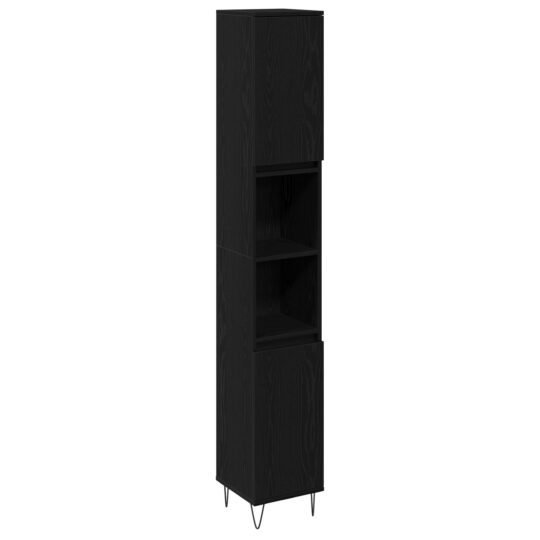 3333097 5 Set de Mobilier pentru Baie 3 pcs Stejar Negru 30 x 30 x 190 cm 3333097 5