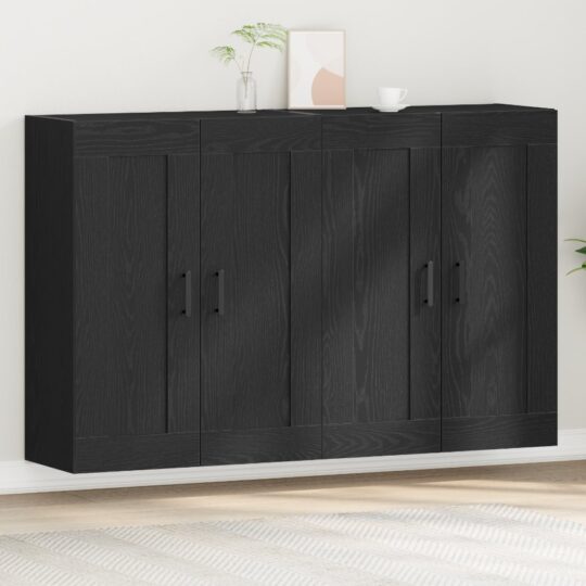 Cabinet suspendat Pe perete 2 pcs Stejar negru 160 x 34 x 90 cm
