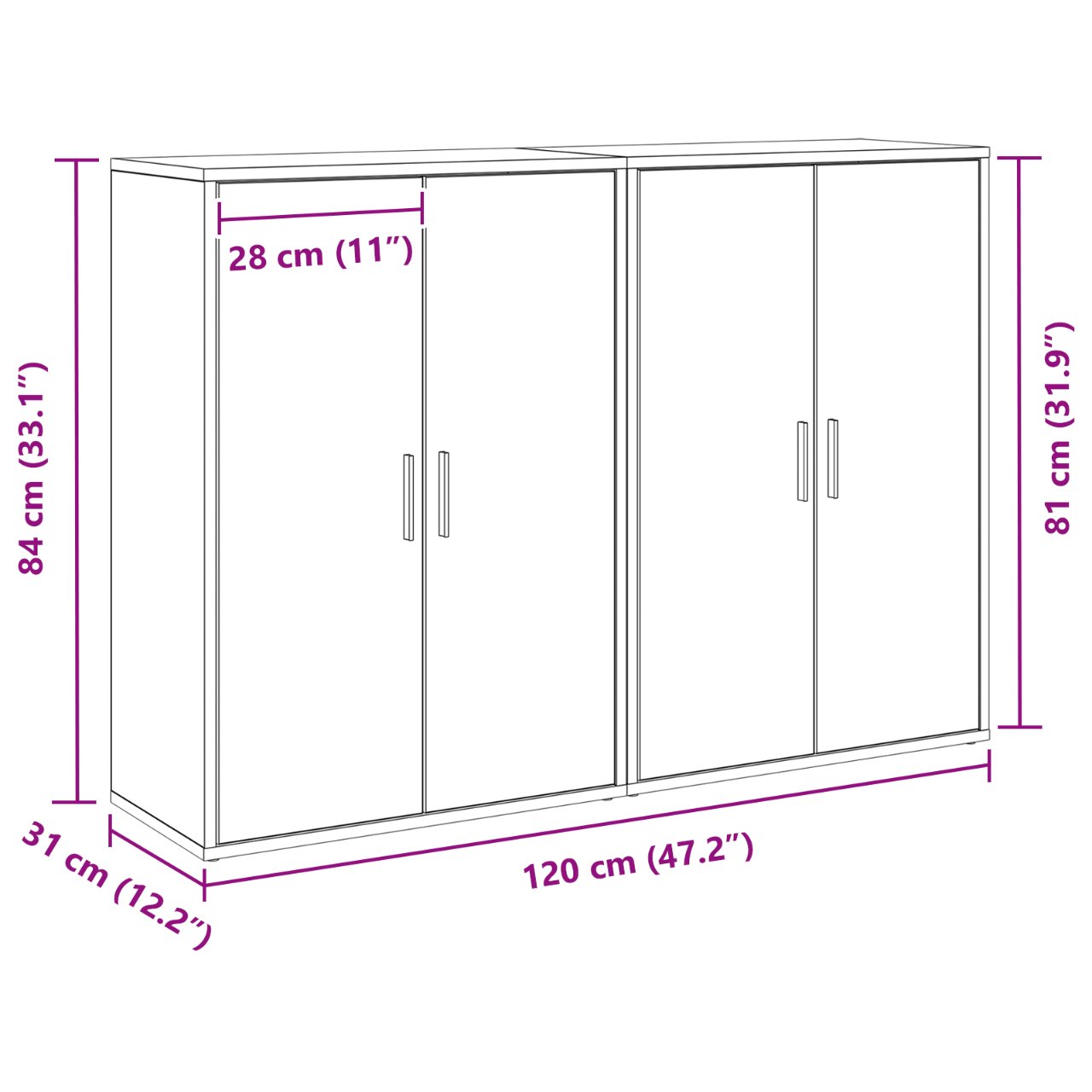 Bufet stejar artizanal 60 x 31 x 84 cm Lemn compozit - imagine 10