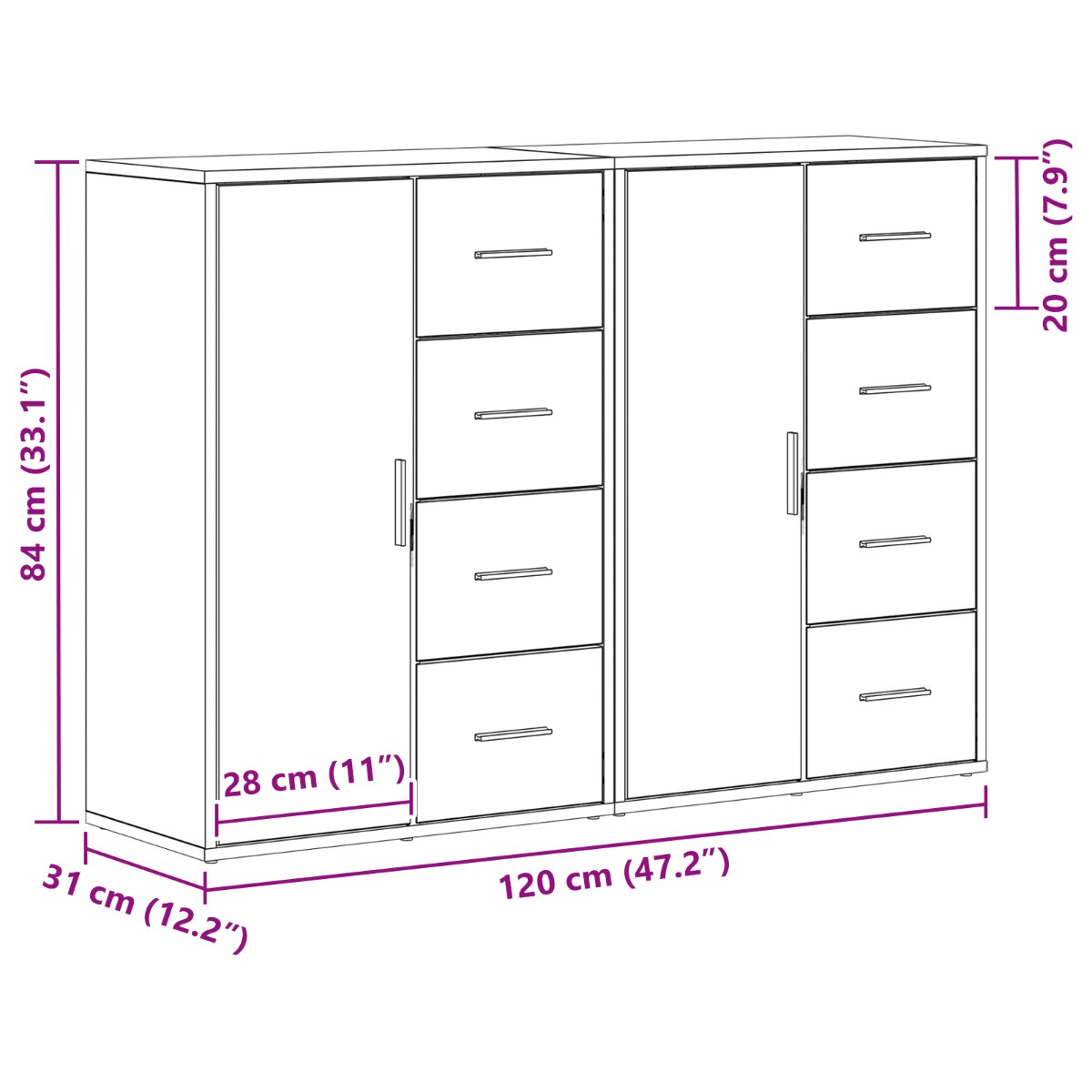 Bufeturi 2 pcs Stejar negru 60 x 31 x 84 cm Lemn compozit - imagine 12