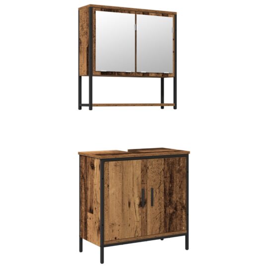 Alternative view of Set de mobilier pentru baie cu ușă 2 pcs Maro 60 x 30 x 60 cm