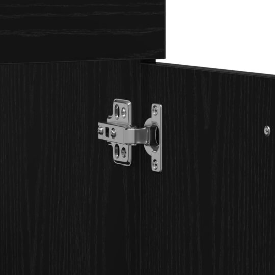 3334326 11 Set de mobilier pentru baie Pe perete cu ușă 3 pcs Stejar Negru 3334326 11