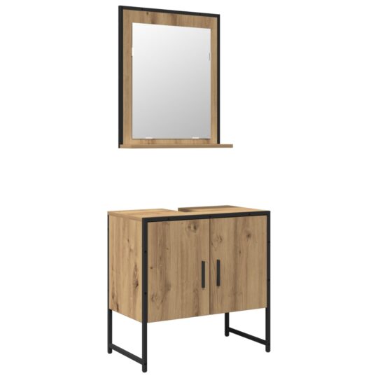 Alternative view of Set de mobilier pentru baie cu ușă 2 pcs Maro 60 x 33 x 60 cm