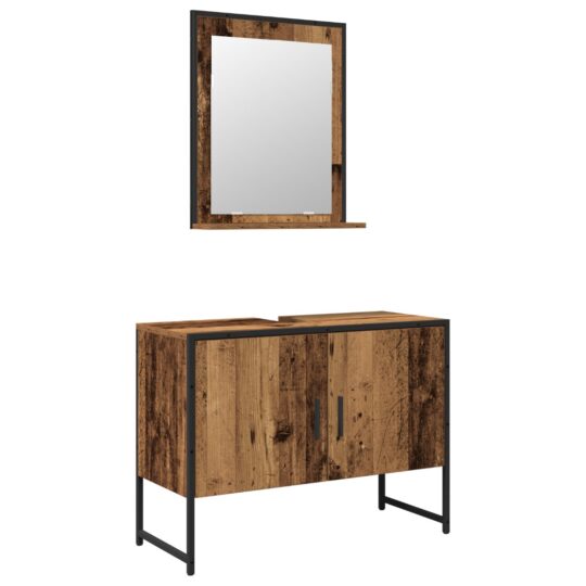 Alternative view of Set de mobilier pentru baie cu ușă 2 pcs Maro 80 x 33 x 60 cm