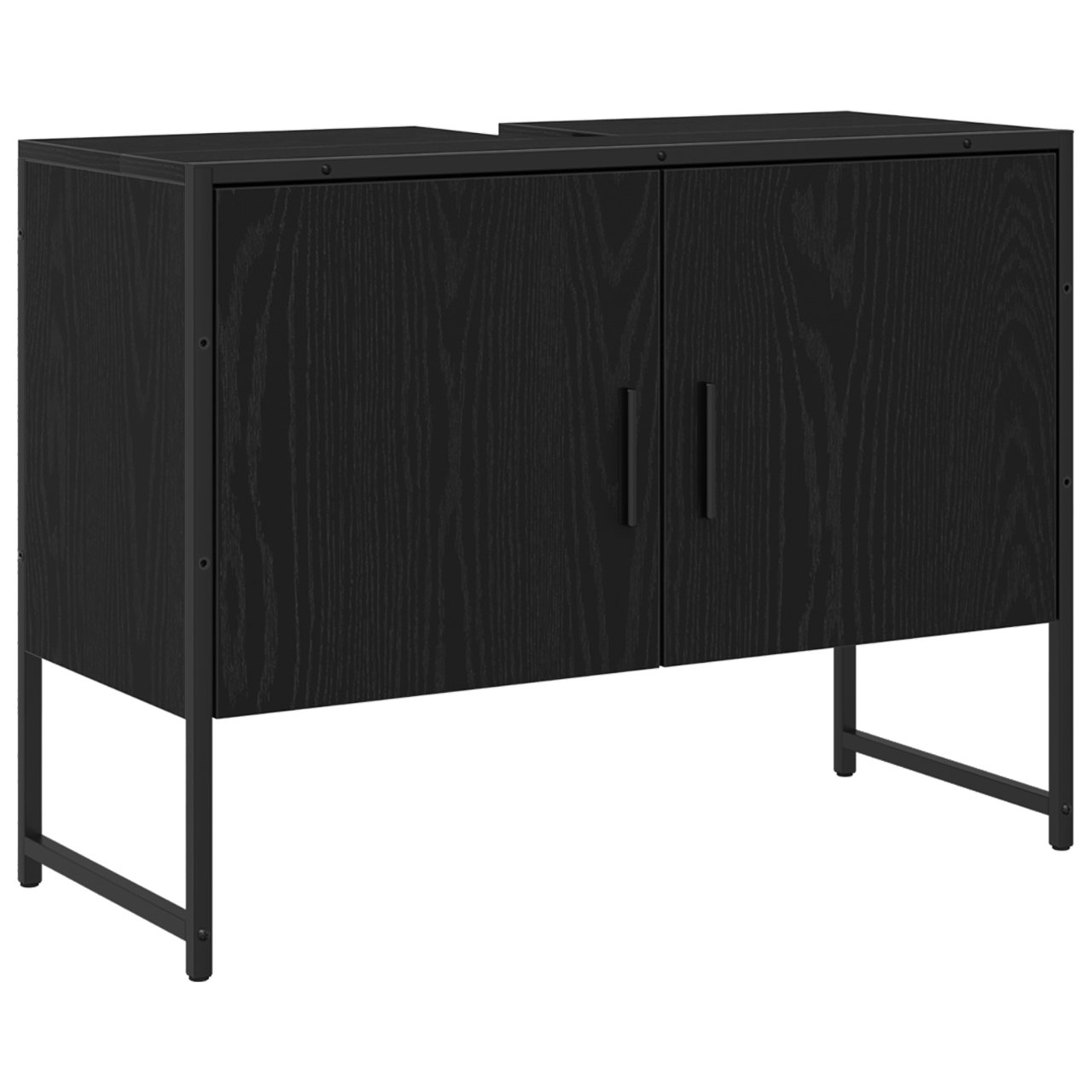 3334333 5 Set de mobilier pentru baie cu ușă 2 pcs Negru 80 x 33 x 60 cm Set de mobilier pentru baie cu ușă 2 pcs Negru 80 x 33 x 60 cm - imagine 5