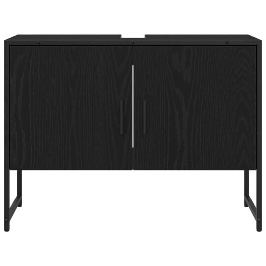 3334333 7 Set de mobilier pentru baie cu ușă 2 pcs Negru 80 x 33 x 60 cm 3334333 7
