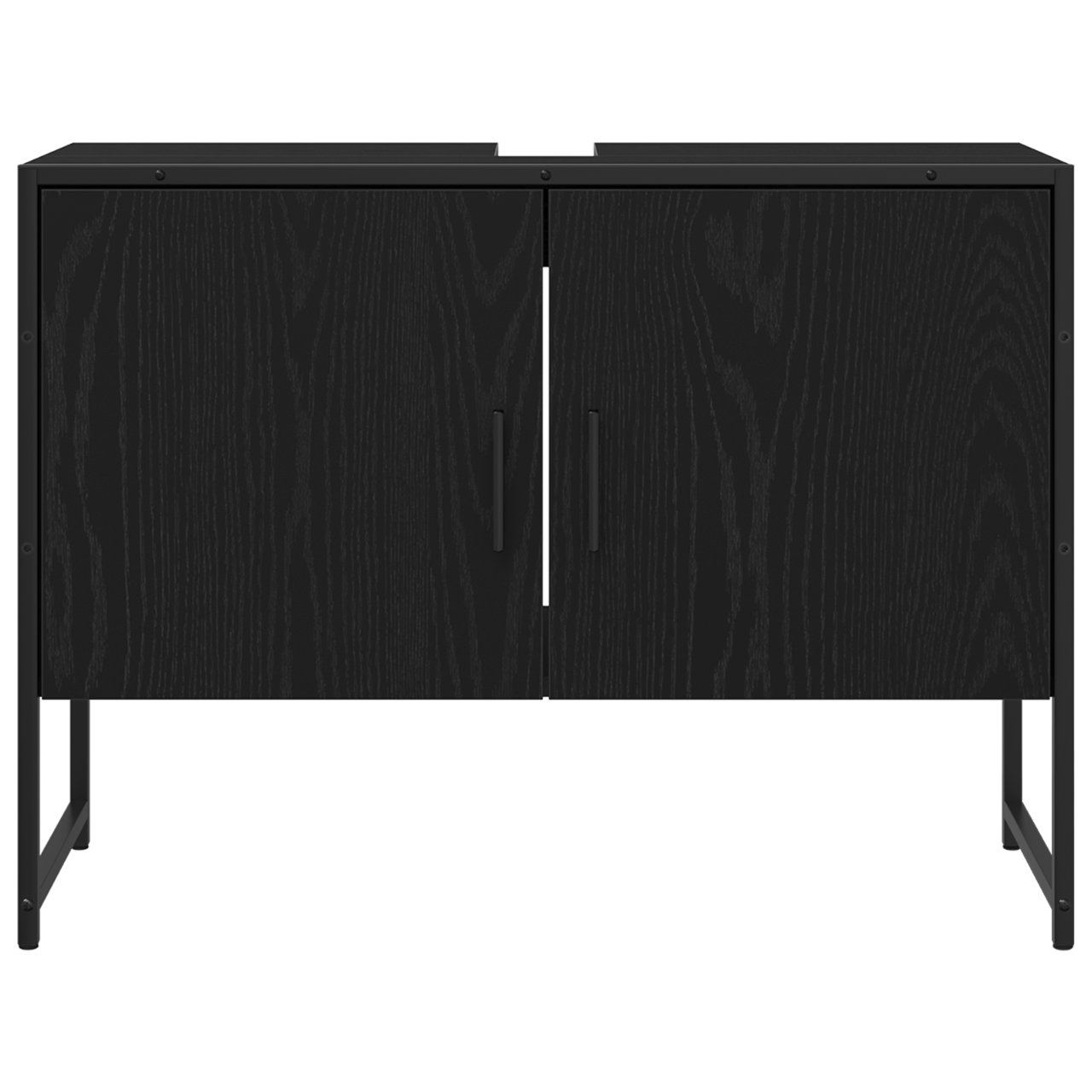 3334333 7 Set de mobilier pentru baie cu ușă 2 pcs Negru 80 x 33 x 60 cm Set de mobilier pentru baie cu ușă 2 pcs Negru 80 x 33 x 60 cm - imagine 7