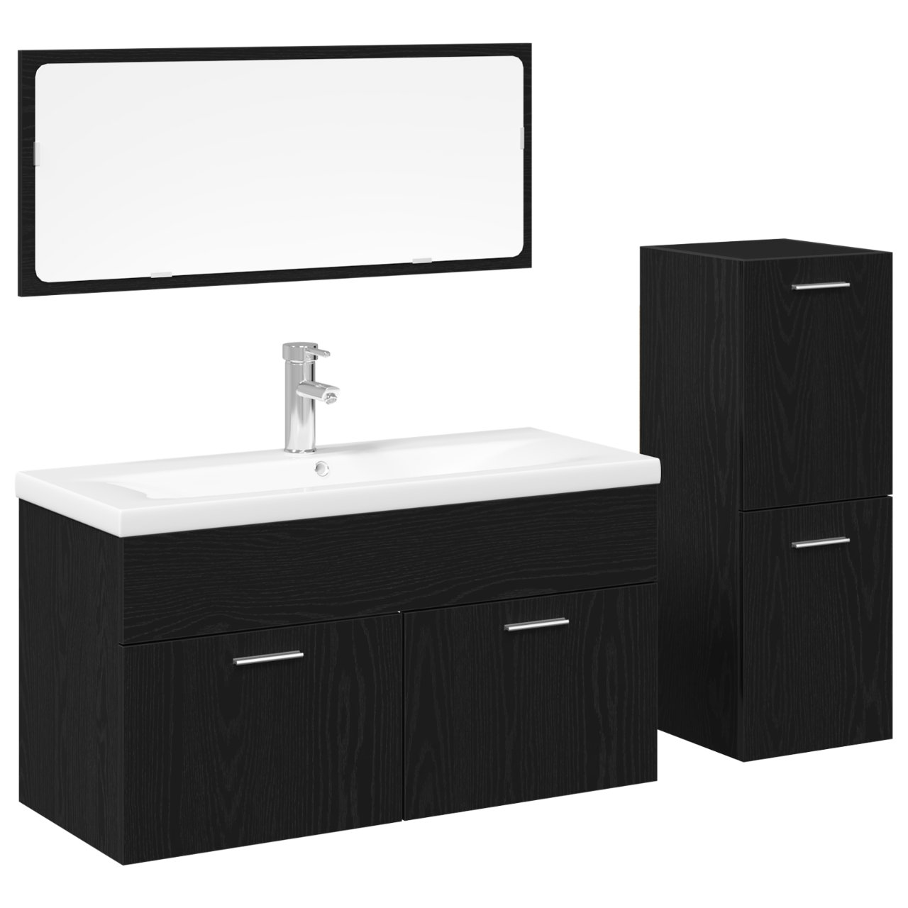 3334353 2 Set de Mobilier pentru Baie Pe perete cu ușă 4 pcs Stejar Negru Set de Mobilier pentru Baie Pe perete cu ușă 4 pcs Stejar Negru - imagine 2