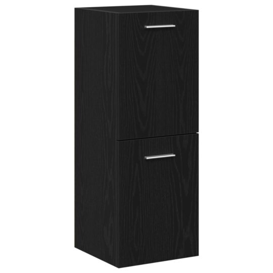 3334353 7 Set de Mobilier pentru Baie Pe perete cu ușă 4 pcs Stejar Negru 3334353 7