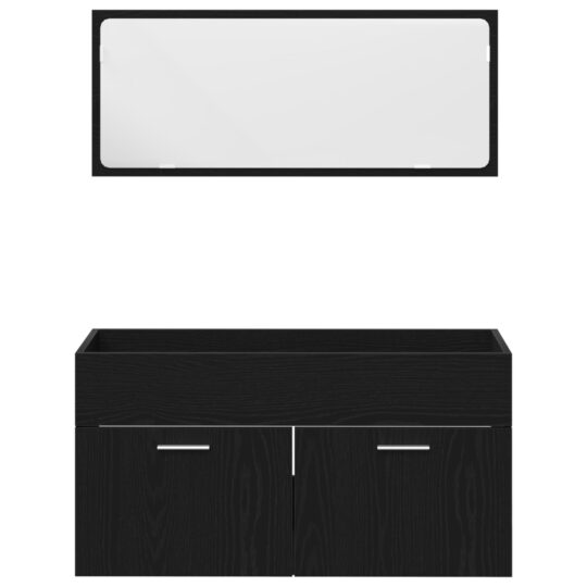 3334353 9 Set de Mobilier pentru Baie Pe perete cu ușă 4 pcs Stejar Negru 3334353 9