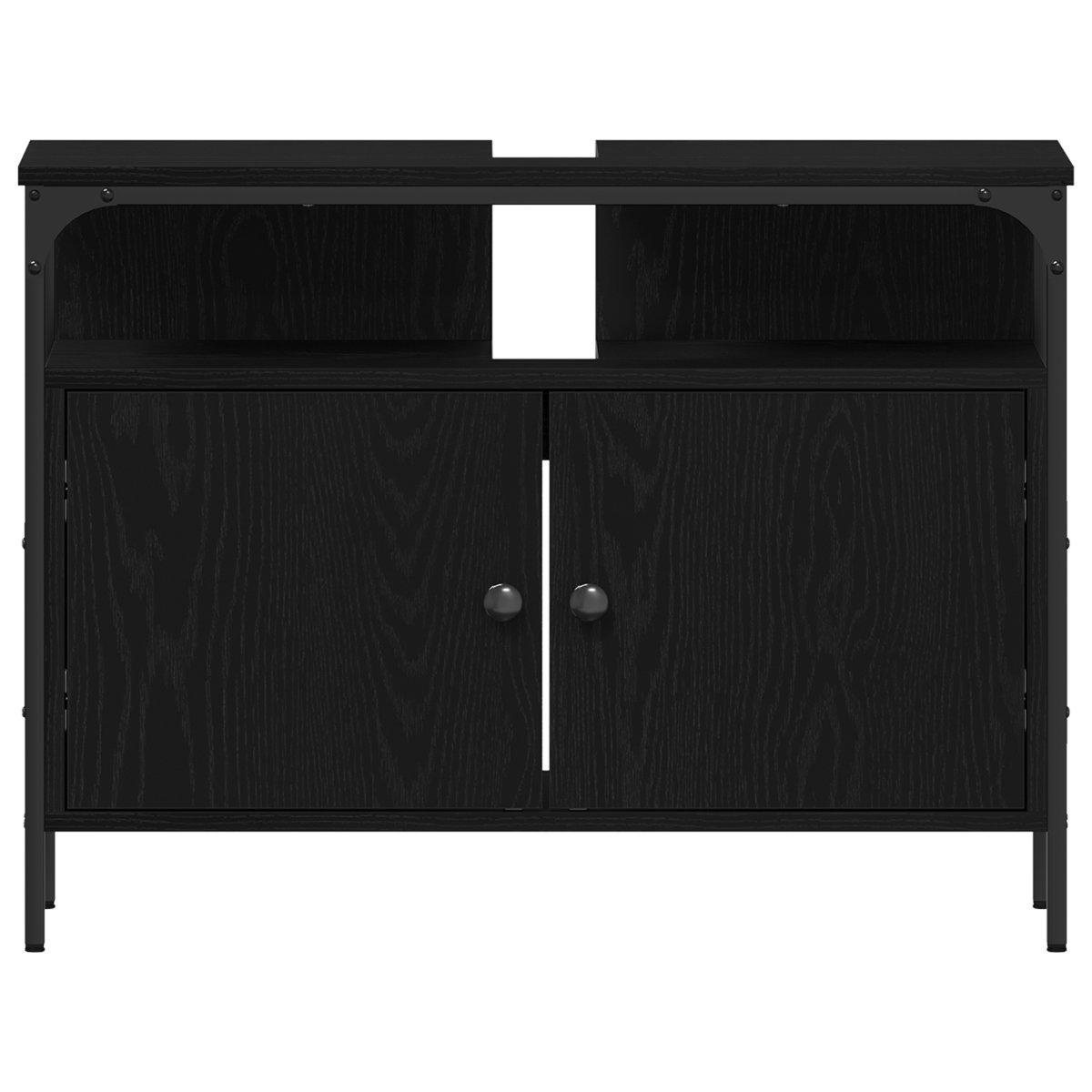3334356 10 Set de mobilier pentru baie cu ușă 3 pcs Negru 80 x 30 x 60 cm Set de mobilier pentru baie cu ușă 3 pcs Negru 80 x 30 x 60 cm - imagine 10