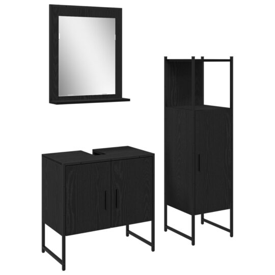 Alternative view of Set de mobilier pentru baie 3 pcs Negru 33 x 33 x 102.5 cm