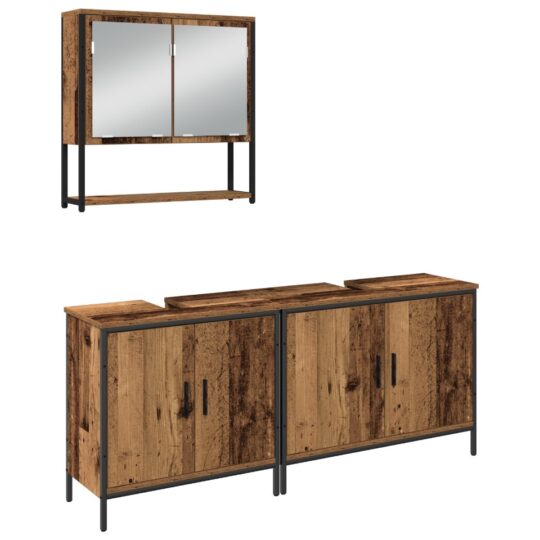 Alternative view of Set de mobilier pentru baie cu ușă 3 pcs Maro 80 x 30 x 44 cm