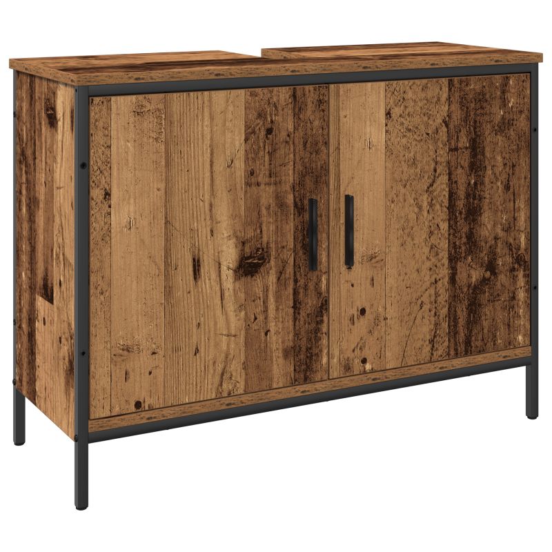 3334364 5 Set de mobilier pentru baie cu ușă 3 pcs Maro 80 x 30 x 44 cm Set de mobilier pentru baie cu ușă 3 pcs Maro 80 x 30 x 44 cm - imagine 5