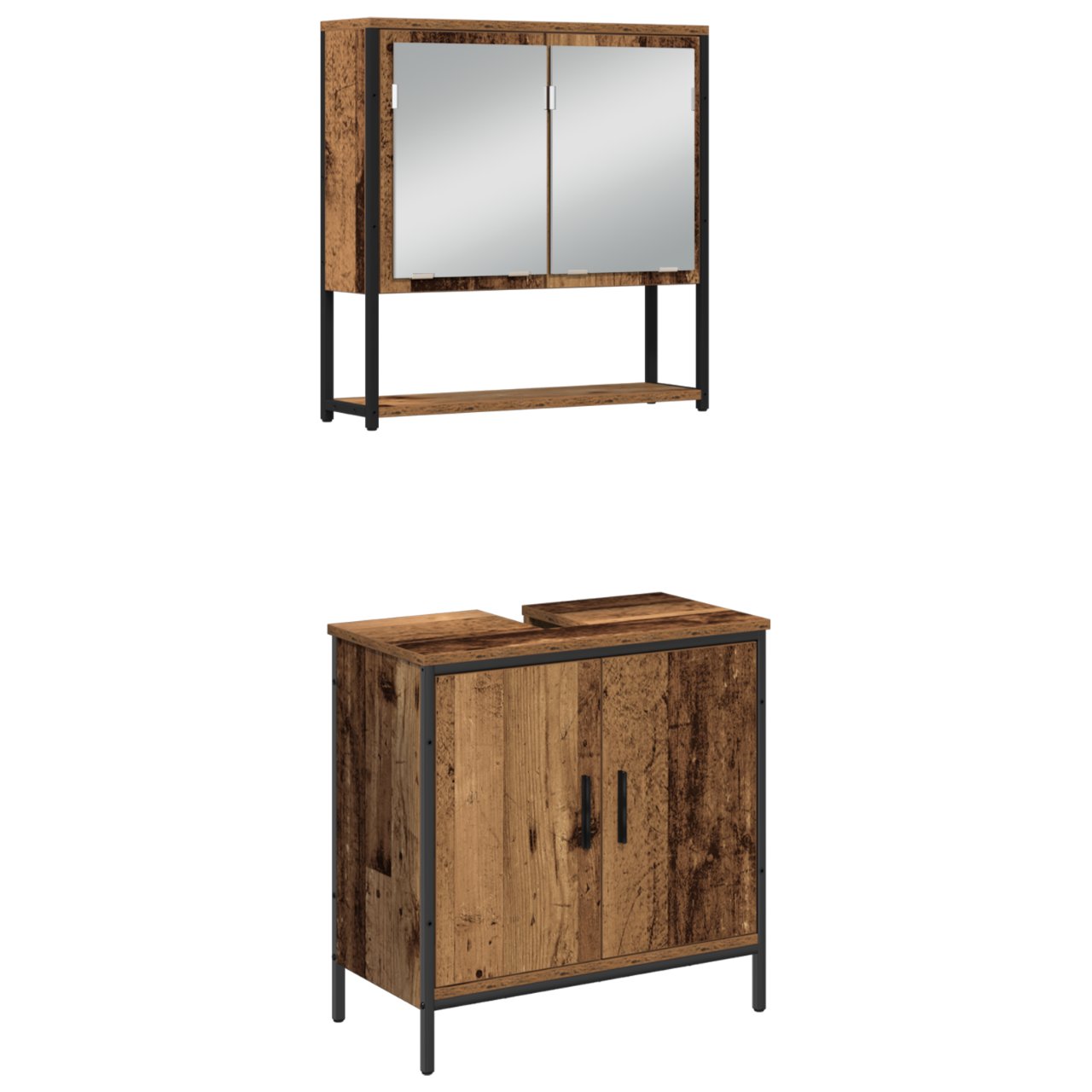 3334364 6 Set de mobilier pentru baie cu ușă 3 pcs Maro 80 x 30 x 44 cm Set de mobilier pentru baie cu ușă 3 pcs Maro 80 x 30 x 44 cm - imagine 6