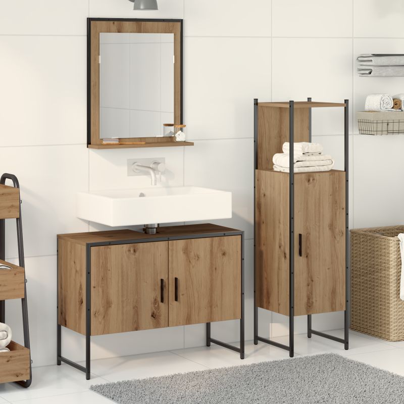 3334375 1 Set de mobilier pentru baie 3 pcs Maro 33 x 33 x 102.5 cm Set de mobilier pentru baie 3 pcs Maro 33 x 33 x 102.5 cm