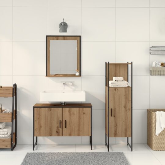 3334375 4 Set de mobilier pentru baie 3 pcs Maro 33 x 33 x 102.5 cm 3334375 4