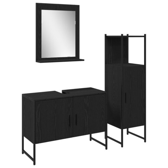 Alternative view of Set de mobilier pentru baie 3 pcs Negru 33 x 33 x 102.5 cm