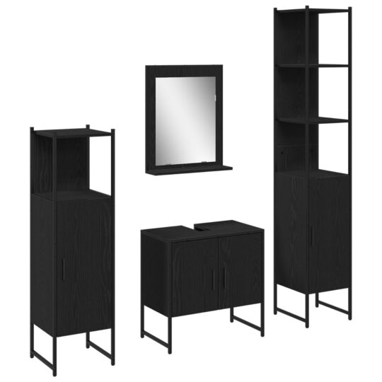 Alternative view of Set de mobilier pentru baie 4 pcs Negru 33 x 33 x 185.5 cm