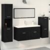3334418 1 Set de mobilier pentru baie Pe perete cu ușă 4 pcs Stejar Negru 3334418 1