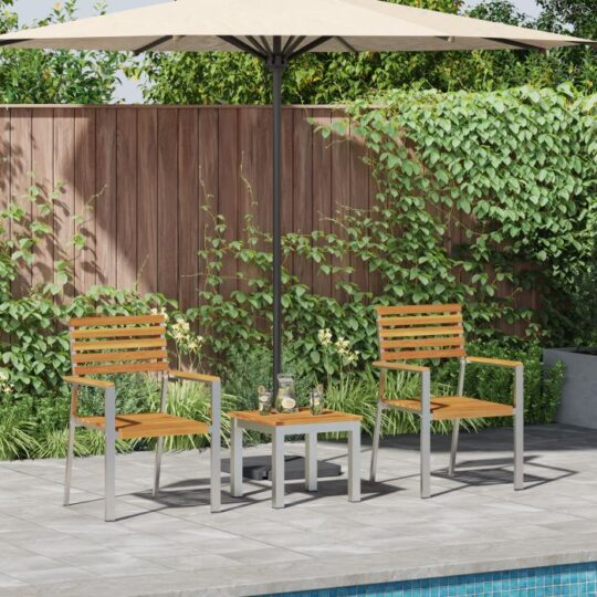 Set de masă pentru grădină 3 pcs Maro Lemn masiv de acacia