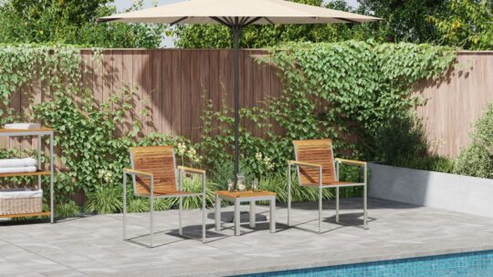 Șezlong 3-persoană 3 pcs Maro 200 x 60 x 88cm Lemn masiv de tec