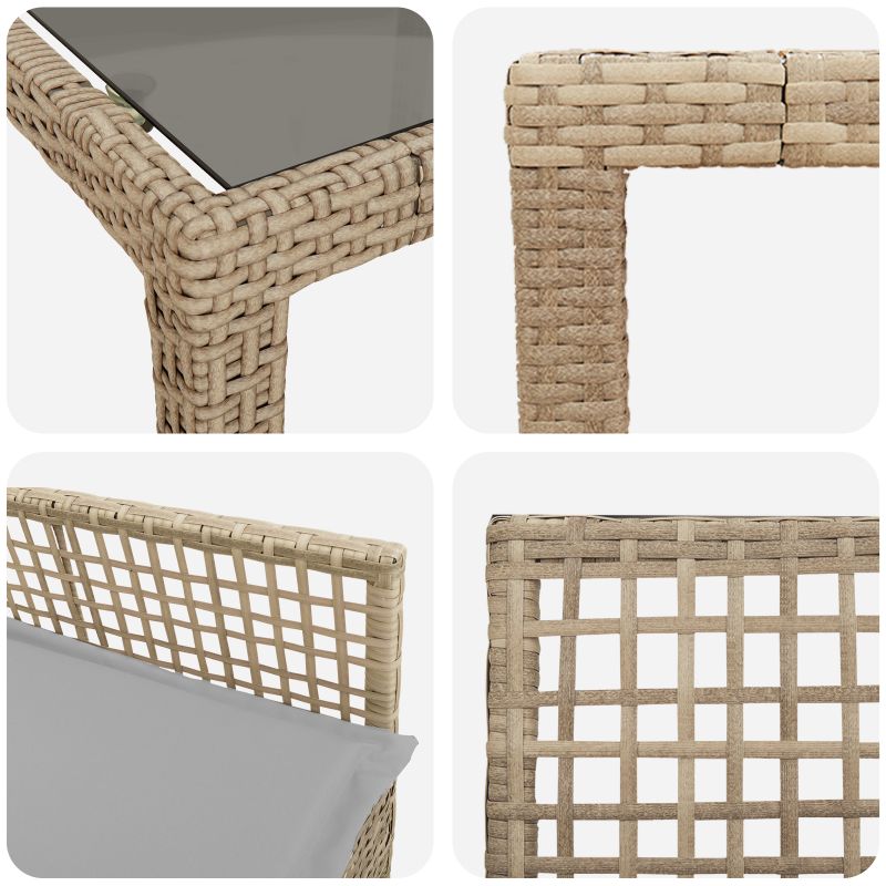 Set de masă pentru grădină 9 pcs Bej Rattan poli - imagine 9