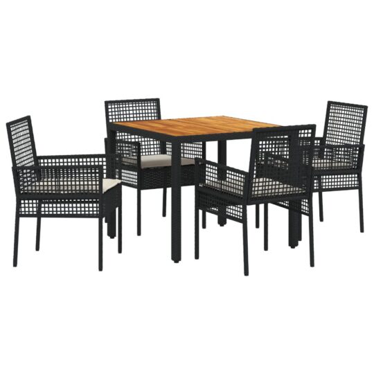 Alternative view of Set de masă pentru grădină 5 pcs Negru Rattan poli