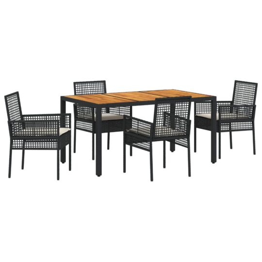 Alternative view of Set de masă pentru grădină 5 pcs Negru Rattan poli