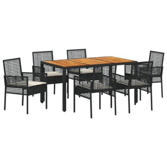 Alternative view of Set de masă pentru grădină 7 pcs Negru Rattan poli