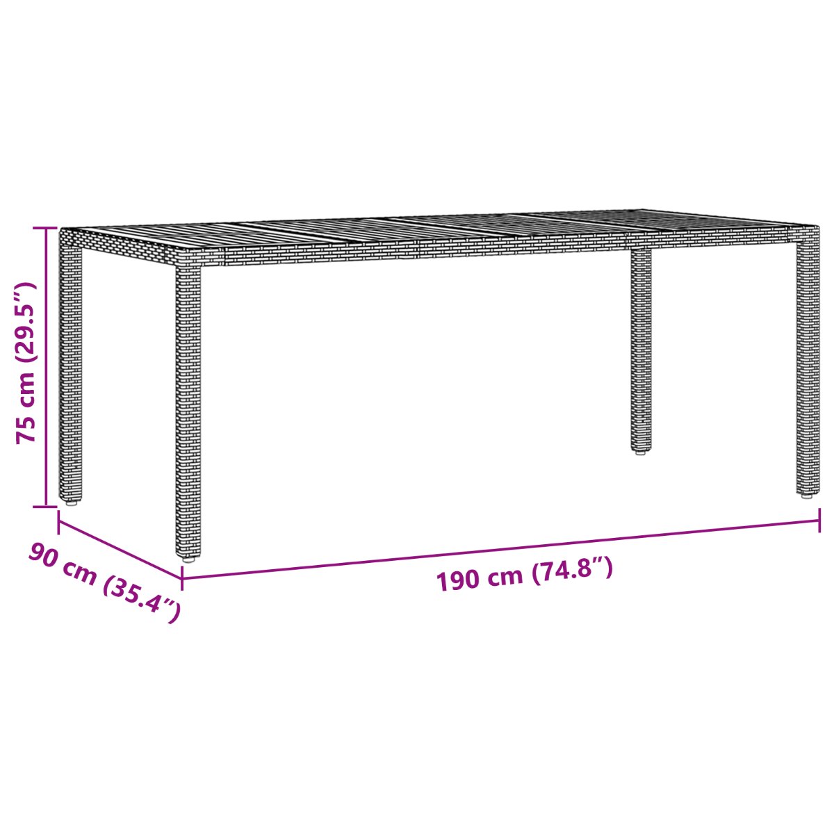 Set de masă pentru grădină 9 pcs Negru Rattan poli - imagine 11