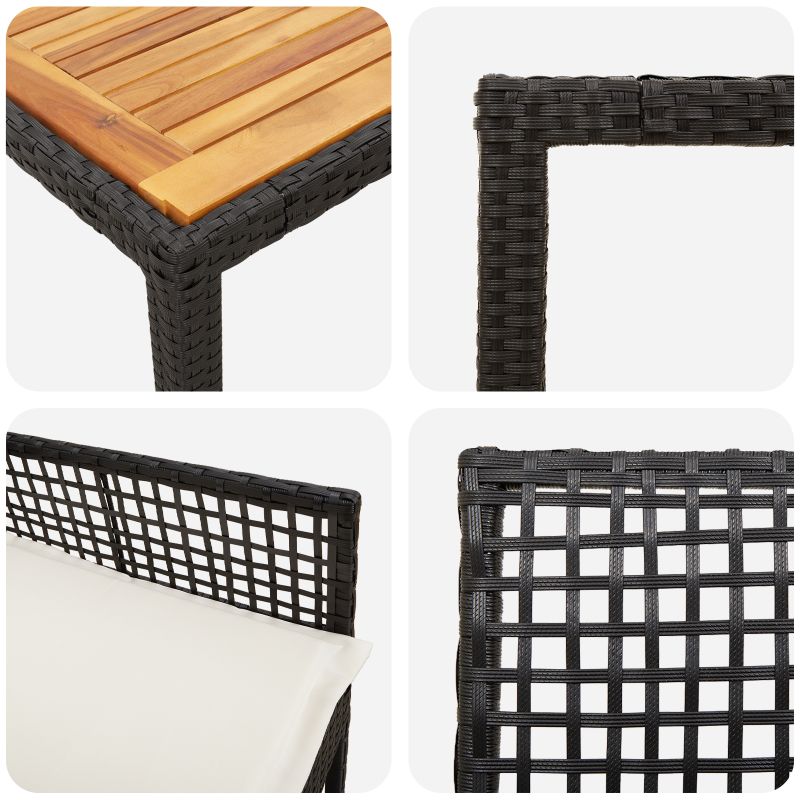 Set de masă pentru grădină 9 pcs Negru Rattan poli - imagine 9
