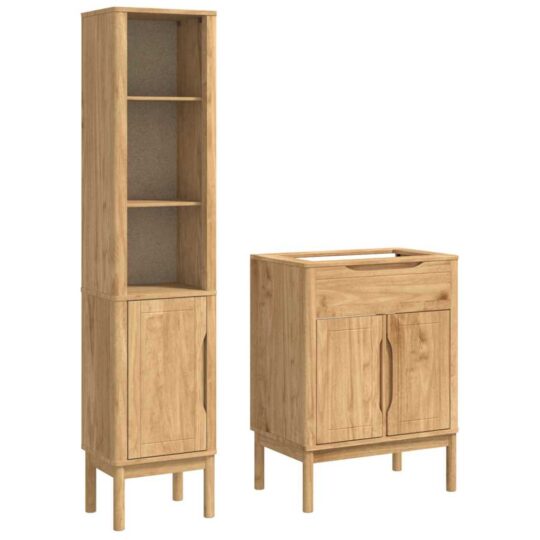 Alternative view of Set de mobilier pentru baie cu raft cu ușă 2 pcs Maroniu cerat
