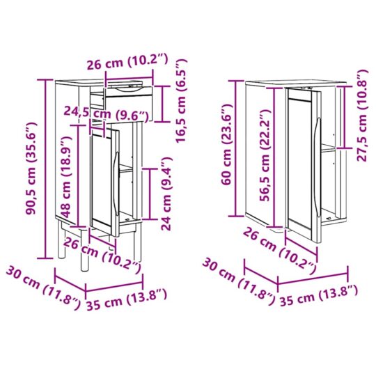 3385883 13 Set de mobilier pentru baie cu sertar 3 pcs Maroniu cerat 3385883 13