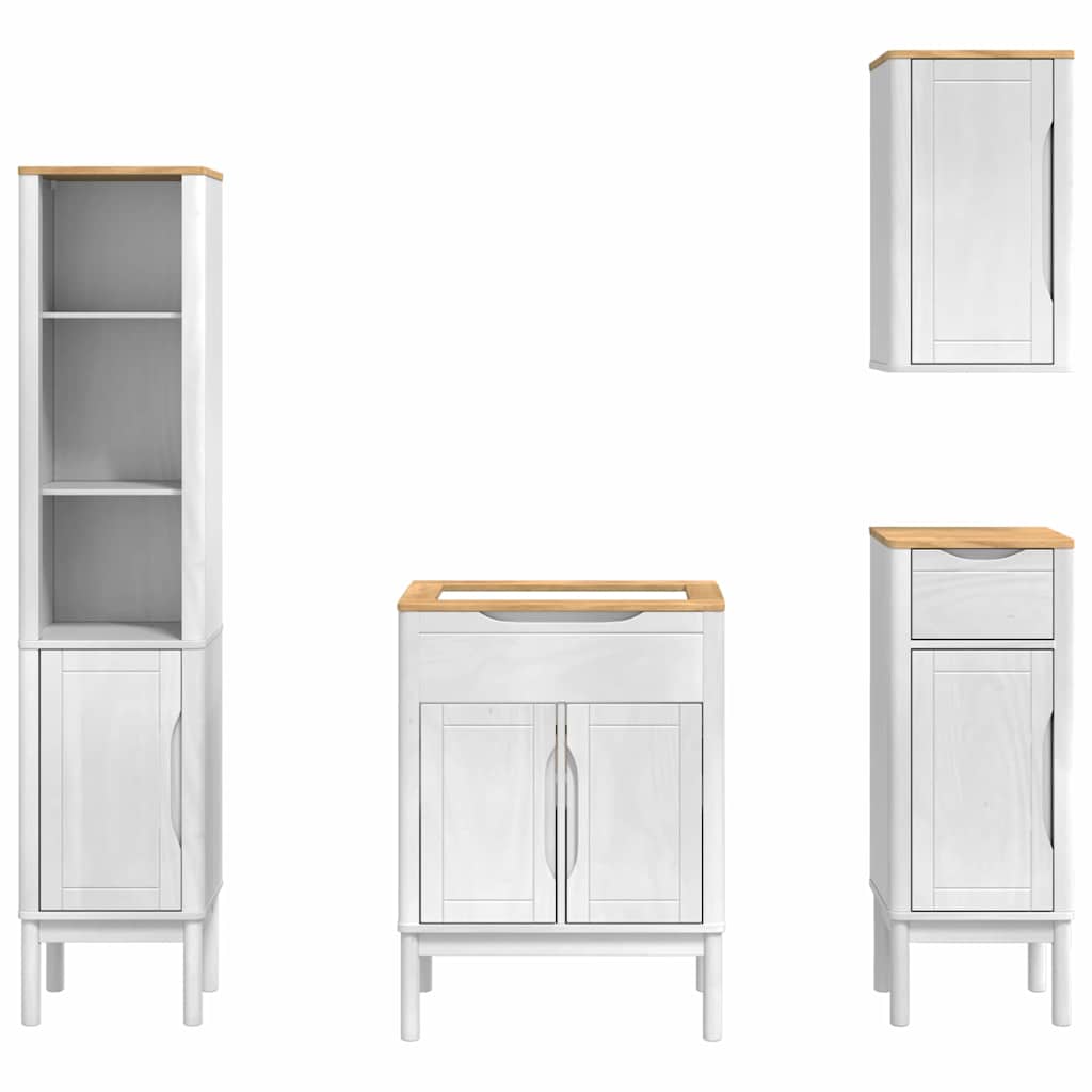 3385886 10 Set de mobilier pentru baie cu raft 4 pcs Alb Lemn de pin masiv Set de mobilier pentru baie cu raft 4 pcs Alb Lemn de pin masiv - imagine 10