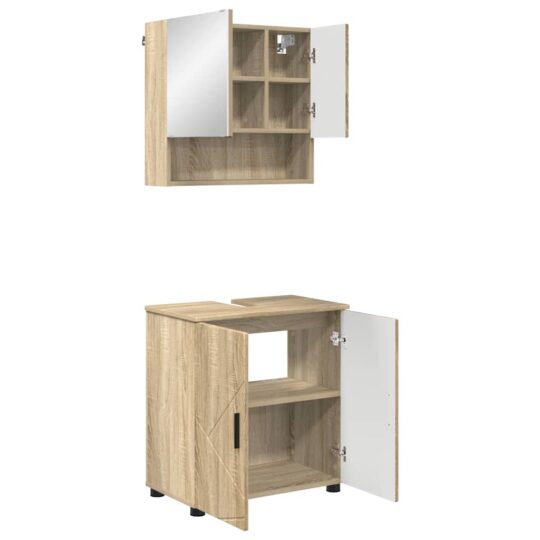 Alternative view of Set de mobilier pentru baie 2 pcs Stejar sonoma 61 x 35 x 64 cm