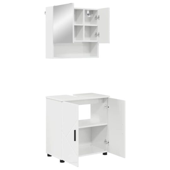 Alternative view of Set de mobilier pentru baie Pe perete 2 pcs Alb foarte lucios