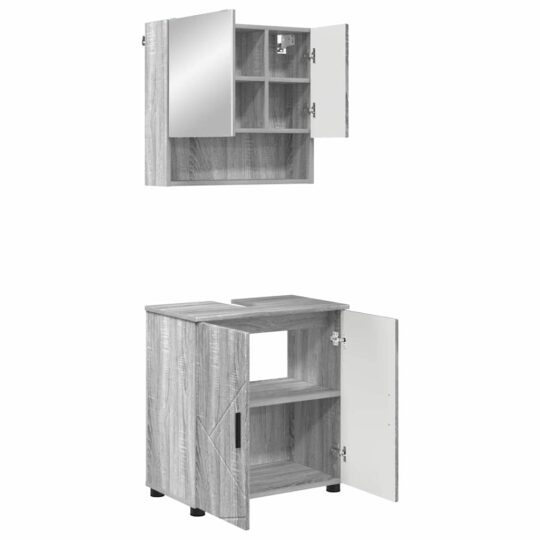 Alternative view of Set de mobilier pentru baie 2 pcs sonoma gri 61 x 35 x 64 cm