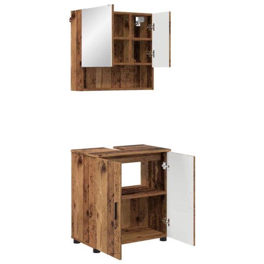 Alternative view of Set de mobilier pentru baie 2 pcs Lemn vechi 61 x 35 x 64 cm