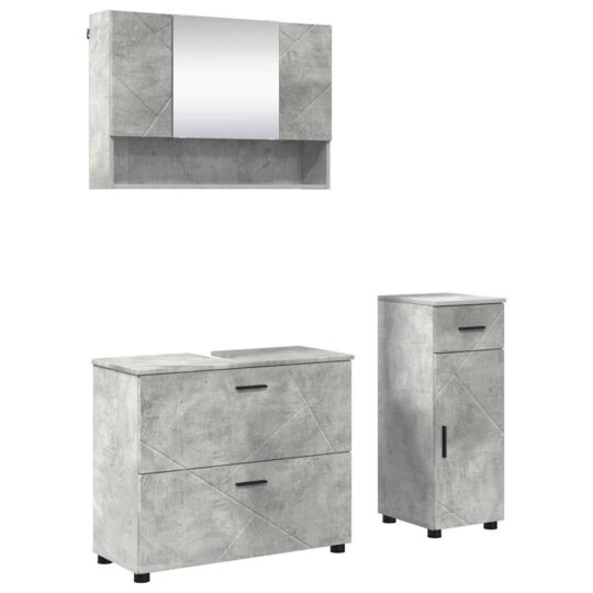 Alternative view of Set de mobilier pentru baie 3 pcs Gri beton 76.5 x 35 x 64 cm