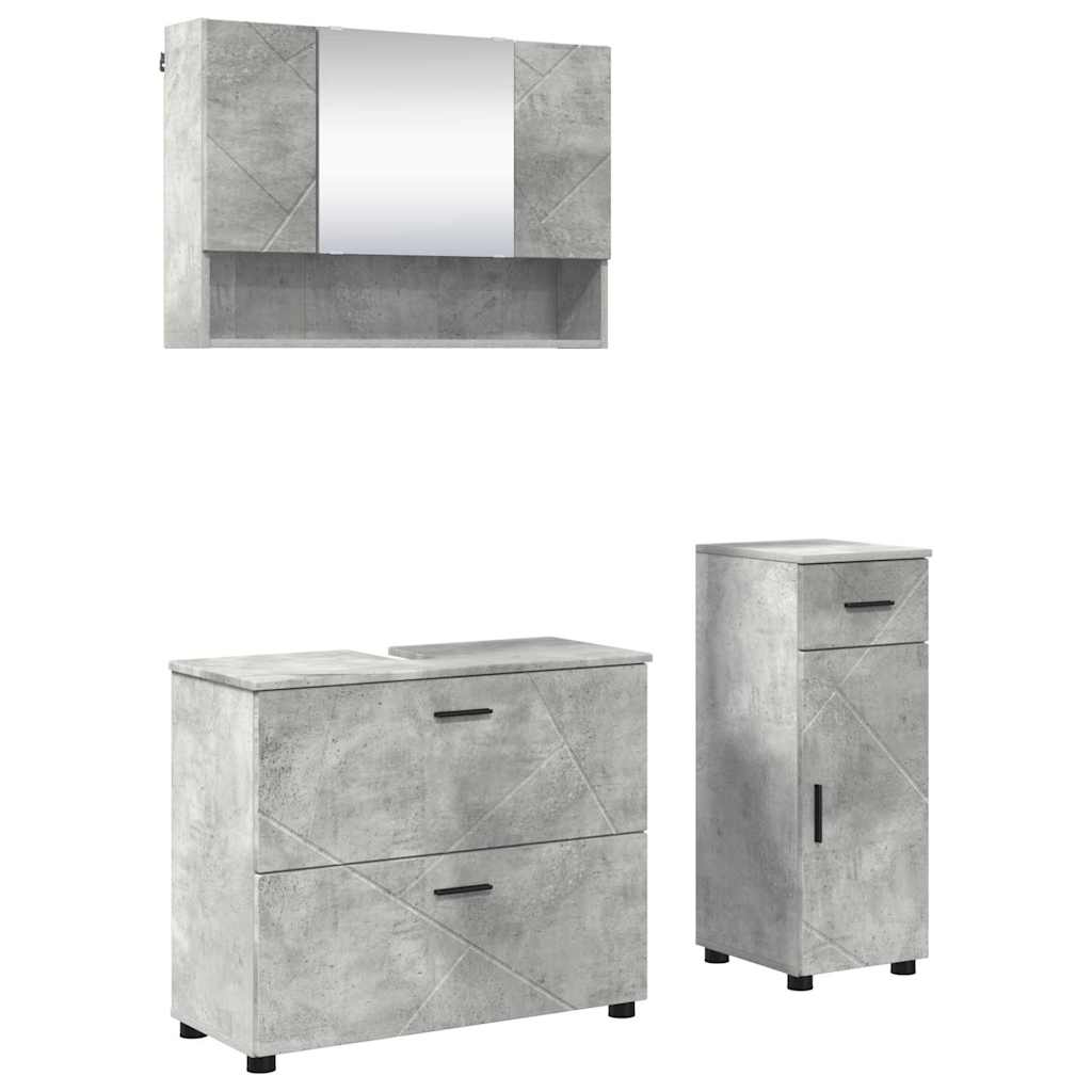 3393036 2 Set de mobilier pentru baie 3 pcs Gri beton 76.5 x 35 x 64 cm Set de mobilier pentru baie 3 pcs Gri beton 76.5 x 35 x 64 cm - imagine 2